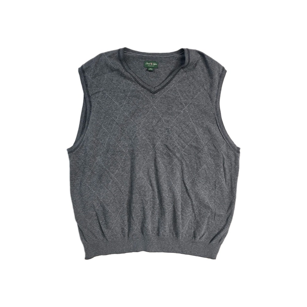 David Taylor Men's Sweater Vest 2XL Tall Knit Gray